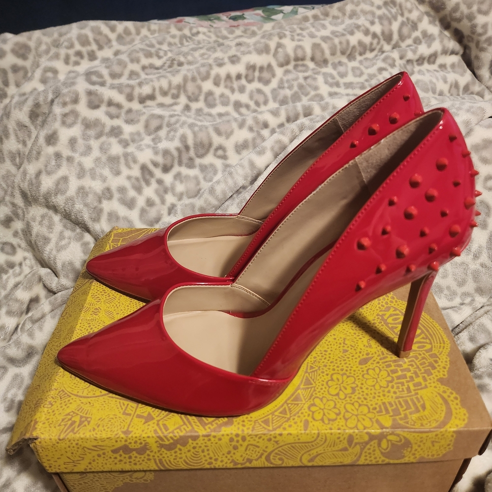 Red Studded Women's Heels - Mix No. 6